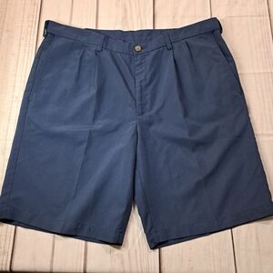 Haggar Mens Shorts - Blue, Pleated Front, Golf, Size 38